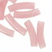 19x5 mm curved tube beads in translucent acrylic - Light pink marbled x10