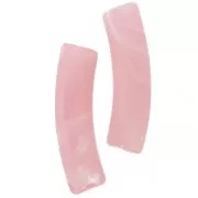 19x5 mm curved tube beads in translucent acrylic - Light pink marbled x10