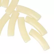 19x5 mm curved tube beads in translucent acrylic - Light yellow marbled x10