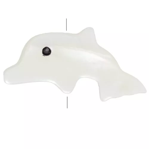 8x16.5mm Mother-of-pearl dolphin bead - Natural x1