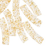 Curved tube beads 19x5 mm in transparent acrylic - Gold glitter x10