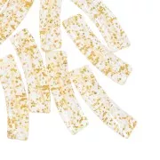 Curved tube beads 19x5 mm in transparent acrylic - Gold glitter x10