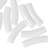 19x5 mm curved tube beads in opaque acrylic - White x10