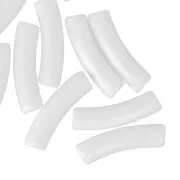 19x5 mm curved tube beads in opaque acrylic - White x10