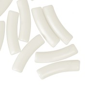 19x5 mm curved tube beads in opaque acrylic - Ecru x10