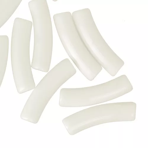 19x5 mm curved tube beads in opaque acrylic - Ecru x10