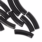 19x5 mm curved tube beads in opaque acrylic - Black x10