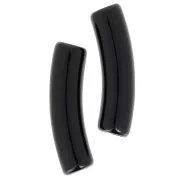 19x5 mm curved tube beads in opaque acrylic - Black x10