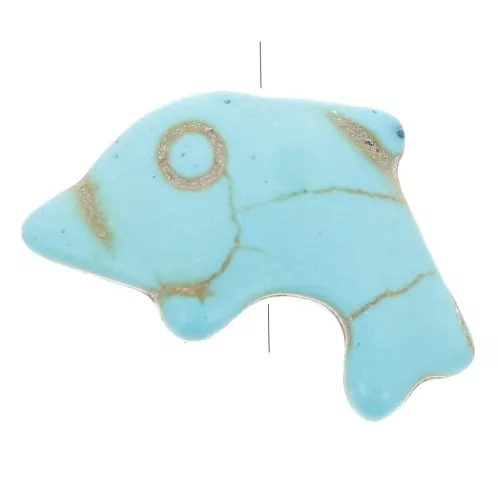12x19mm Dolphin bead imitation gemstone tinted Howlite - Turquoise x1