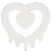 37x37.5mm hollow heart pendant in acrylic - Pink - Orange glitter x1