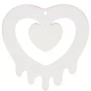 37x37.5mm hollow heart pendant in acrylic - Pink - Orange glitter x1