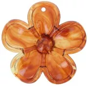 42mm transparent acrylic flower pendant - Marbled Amber x1