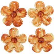 42mm transparent acrylic flower pendant - Marbled Amber x1