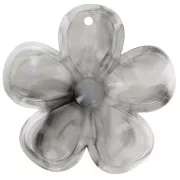 42mm translucent acrylic flower pendant - Dark grey marble x1