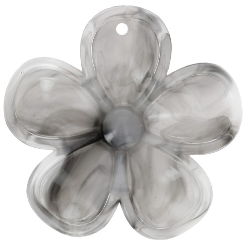 42mm translucent acrylic flower pendant - Dark grey marble x1