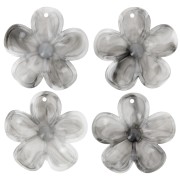 42mm translucent acrylic flower pendant - Dark grey marble x1