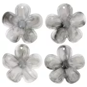 42mm translucent acrylic flower pendant - Dark grey marble x1