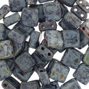 Tile beads 6 mm Jet Picasso x50|raw }}