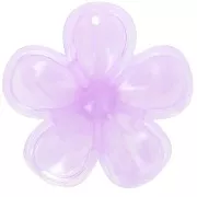 Pendentif fleur 42 mm en acrylique translucide - Marbré Lilas x1