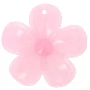 Pendentif fleur 42 mm en acrylique translucide - Marbré Rose clair x1