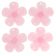 42mm translucent acrylic flower pendant - Light Pink Marble x1