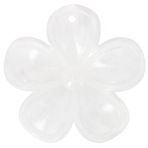 42mm translucent acrylic flower pendant - White Marble x1