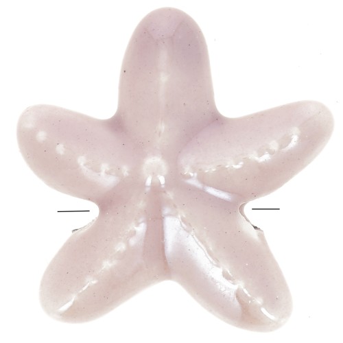 17mm ceramic starfish beads - Old iridescent pink x5