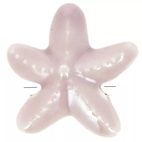 17mm ceramic starfish beads - Old iridescent pink x5