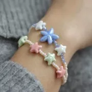 17mm ceramic starfish beads - Iridescent violet x5