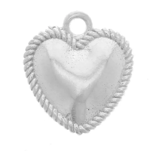 12x11mm 925 Sterling Silver Curved heart charm twisted effect x1