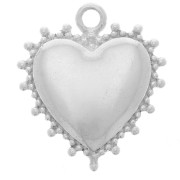 21x18.5mm 925 Sterling Silver Heart pendant with small beads x1