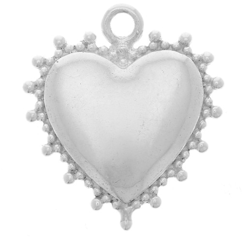 21x18.5mm 925 Sterling Silver Heart pendant with small beads x1
