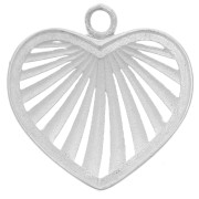 21mm 925 Sterling Silver textured openwork heart pendant x1