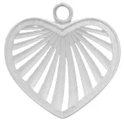 21mm 925 Sterling Silver textured openwork heart pendant x1
