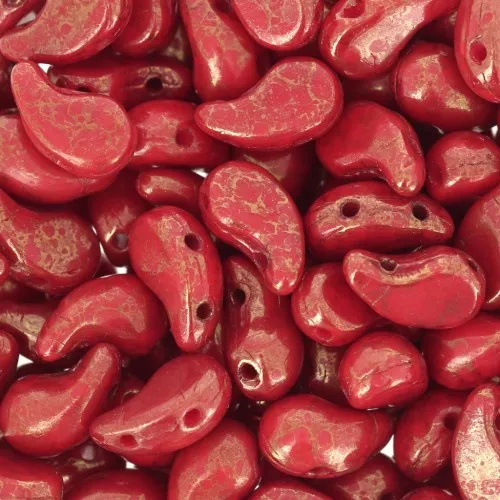5x8mm Zoliduo® Czech glass beads 2 holes Right - Opaque Red Terracotta Red x20