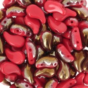 5x8mm Zoliduo® Czech glass beads 2 holes Right - Opaque Red Valentinite x20|raw }}