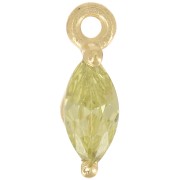 9.5x3mm navette charm with zirconium oxide - Fine gold plated - Light green|raw }}