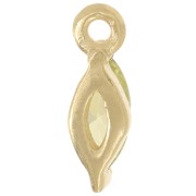 9.5x3mm navette charm with zirconium oxide - Fine gold plated - Light green