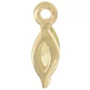 9.5x3mm navette charm with zirconium oxide - Fine gold plated - Light green