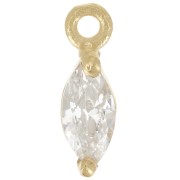 9.5x3mm navette charm with zirconium oxide - Fine gold plated - Crystal x1|raw }}