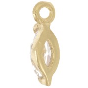 9.5x3mm navette charm with zirconium oxide - Fine gold plated - Crystal x1