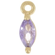 9.5x3mm navette charm with Zirconium oxide - Fine gold plated - Violet x1|raw }}