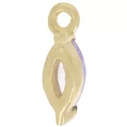 9.5x3mm navette charm with Zirconium oxide - Fine gold plated - Violet x1