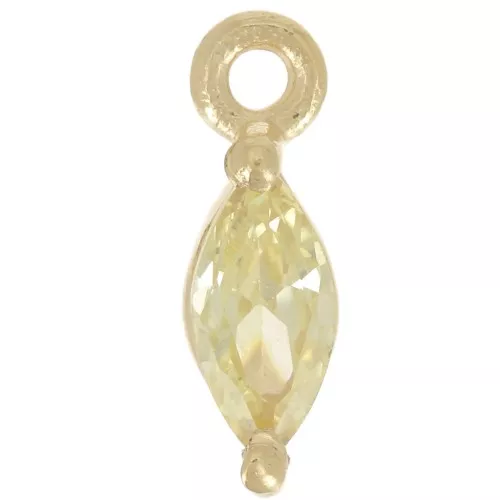 9.5x3mm navette charm with Zirconium oxide - Fine gold plated - Yellow x1