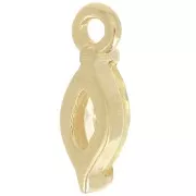 9.5x3mm navette charm with Zirconium oxide - Fine gold plated - Yellow x1