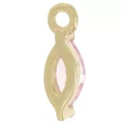 9.5x3mm navette charm with Zirconium oxide - Fine gold plated - Rose x1