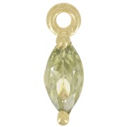 9.5x3mm Shuttle Charm with Zirconium Oxide - Fine gold plated - Green x1|raw }}