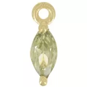 9.5x3mm Shuttle Charm with Zirconium Oxide - Fine gold plated - Green x1