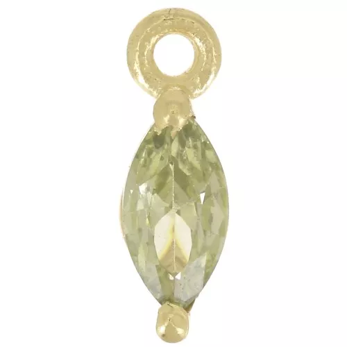 9.5x3mm Shuttle Charm with Zirconium Oxide - Fine gold plated - Green x1