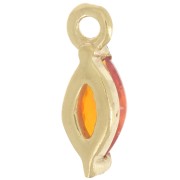 9.5x3mm navette charm with Zirconium oxide - Fine gold plated - Orange x1